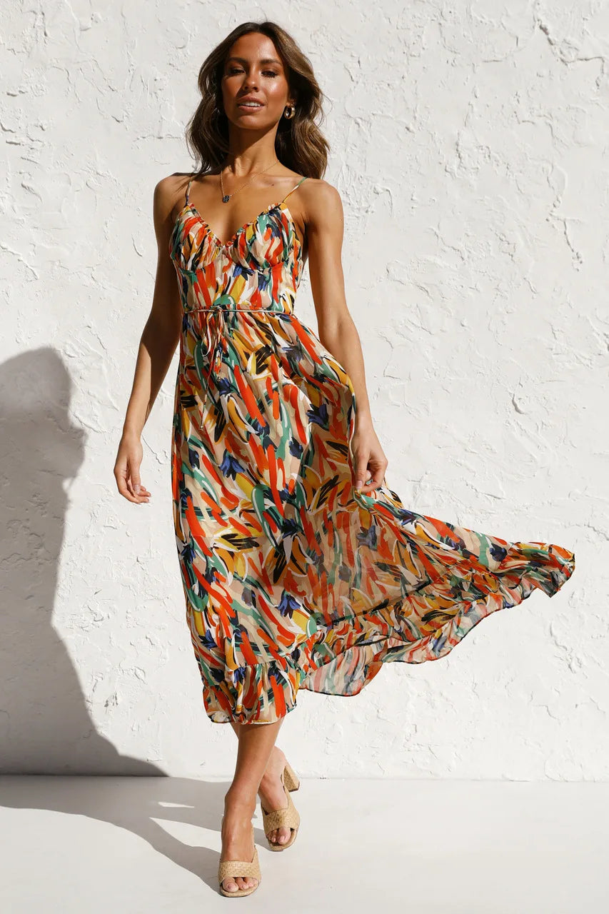 Boho Spaghetti Strap Sundress