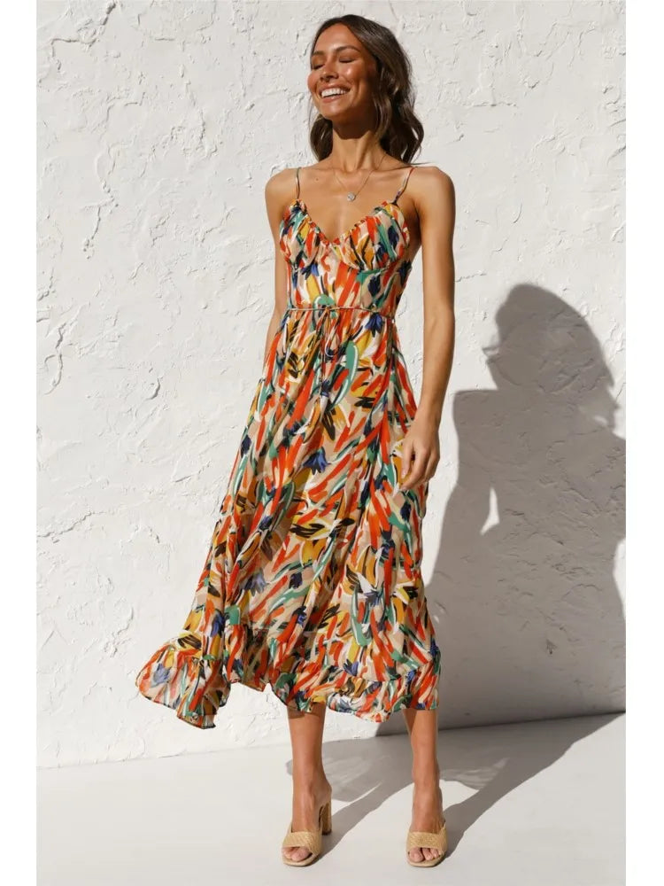 Boho Spaghetti Strap Sundress