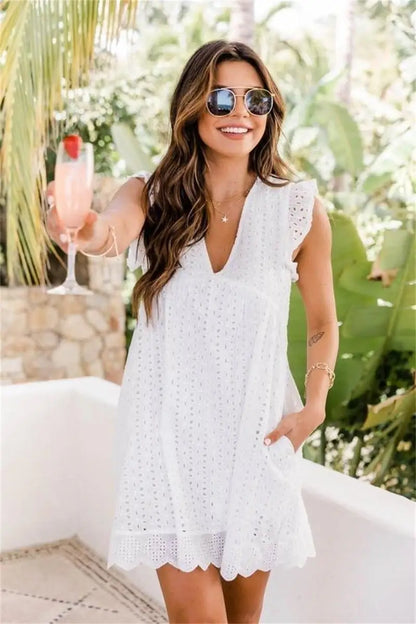 V-Neck Lace Summer Romper